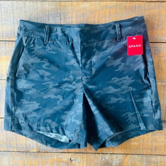 NEW SPANX 6" SUNSHINE Pull On 4-Way Stretch SHORTS UPF 50 Black Camo - Picture 13 of 14